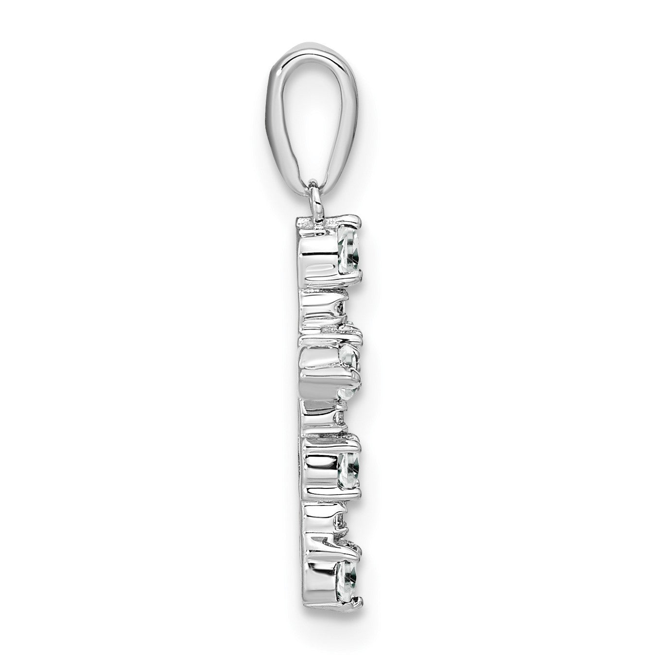 14k White Gold White Topaz and Diamond Cross Pendant