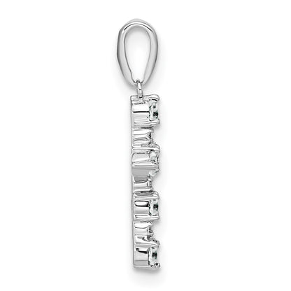 14k White Gold White Topaz and Diamond Cross Pendant