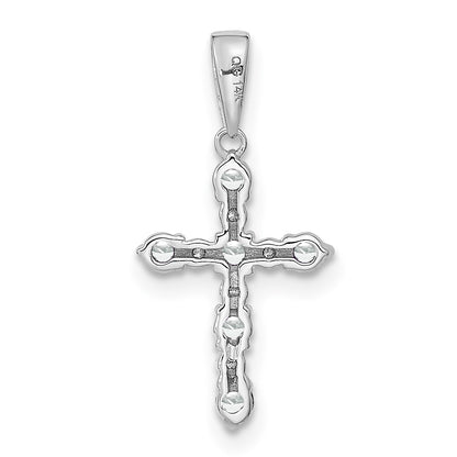 14k White Gold White Topaz and Diamond Cross Pendant