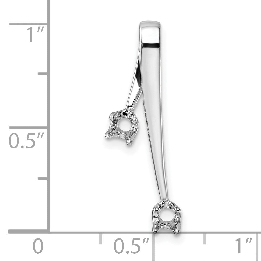 14k White Gold Holds 2-3.0mm Two-stone Chain Slide Mounting