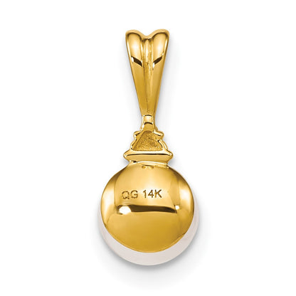 14k 6-7mm White Round Freshwater Cultured Pearl and Diamond Pendant