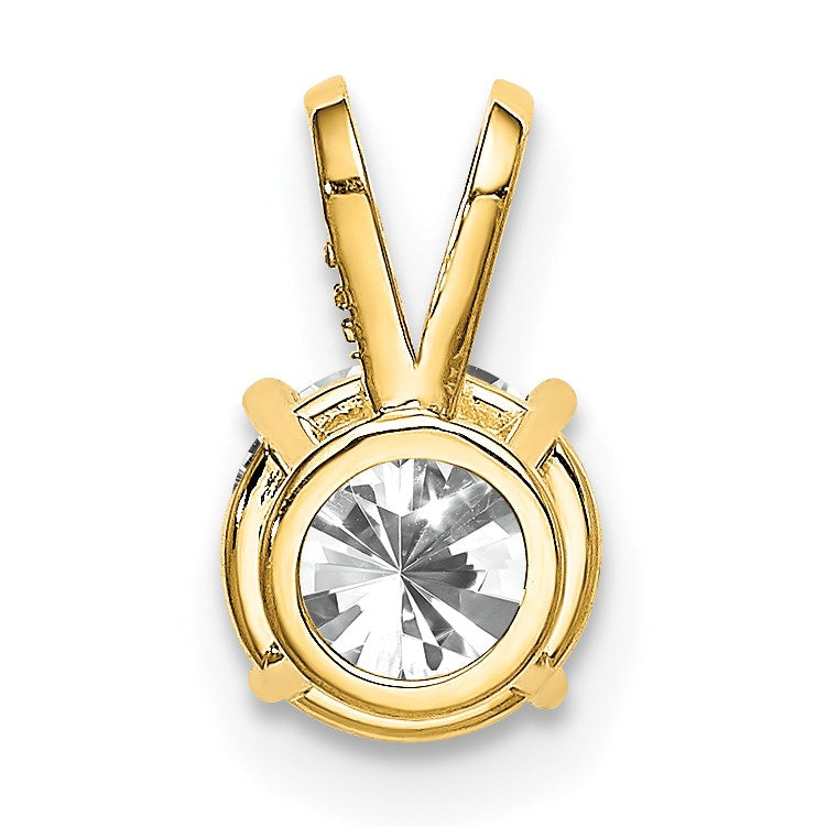 14k 6mm Round Cubic Zirconia Pendant