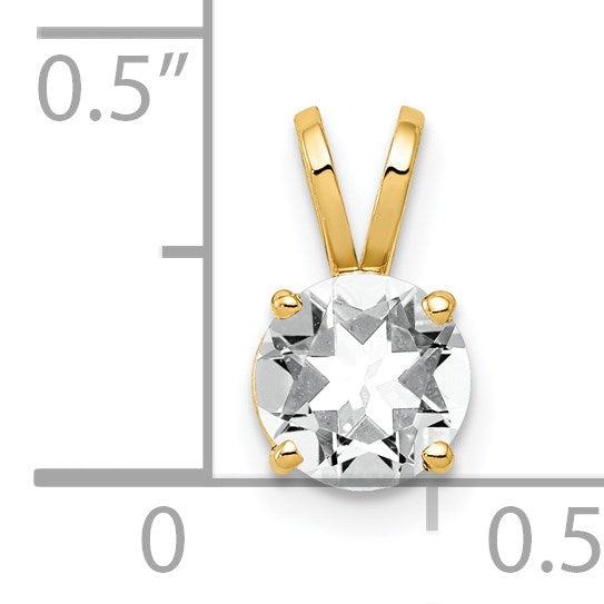 14k 6mm Round Cubic Zirconia Pendant
