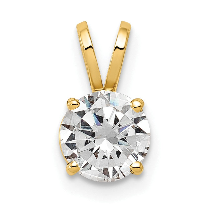 14k 6mm Round Cubic Zirconia Pendant