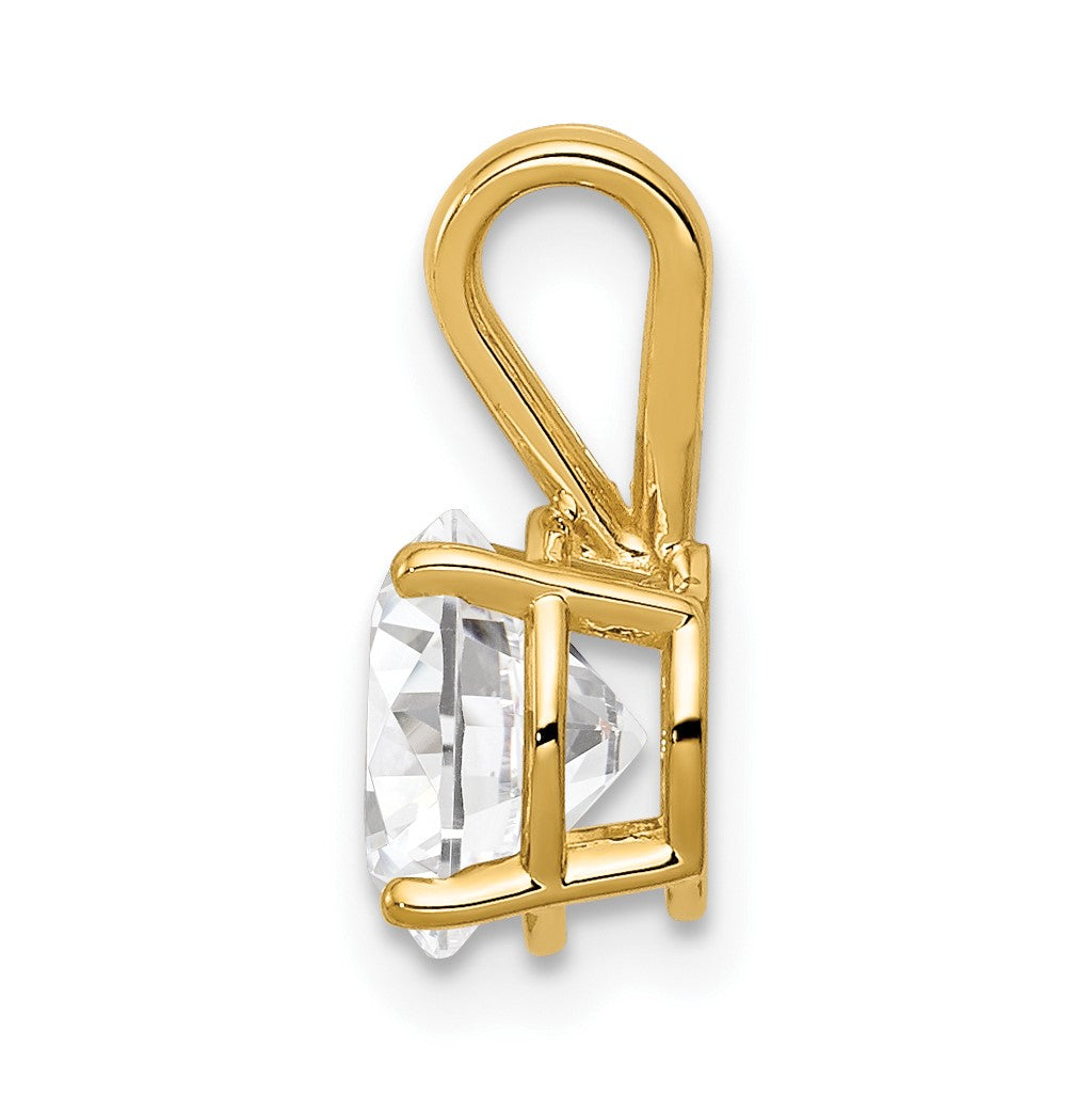 14k 7mm Round Cubic Zirconia Pendant