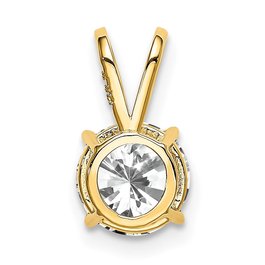14k 7mm Round Cubic Zirconia Pendant