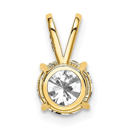 14k 7mm Round Cubic Zirconia Pendant
