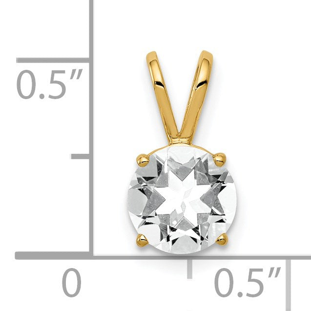 14k 7mm Round Cubic Zirconia Pendant