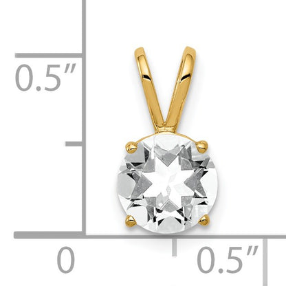 14k 7mm Round Cubic Zirconia Pendant