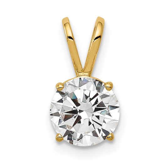 14k 7mm Round Cubic Zirconia Pendant