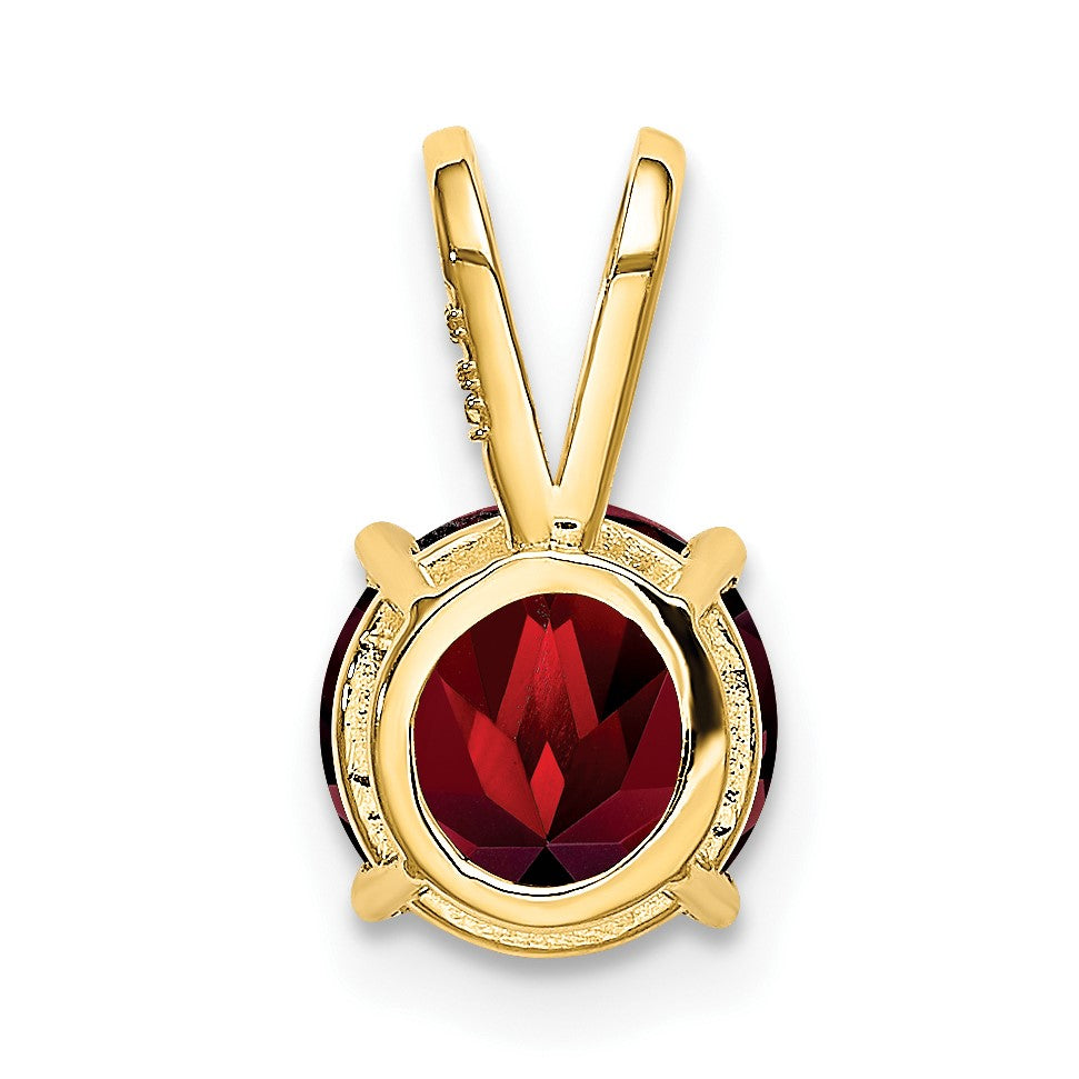 14k 7mm Round Garnet Pendant