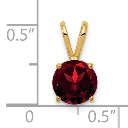 14k 7mm Round Garnet Pendant