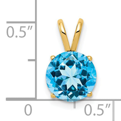 14k 8mm Round Blue Topaz Pendant