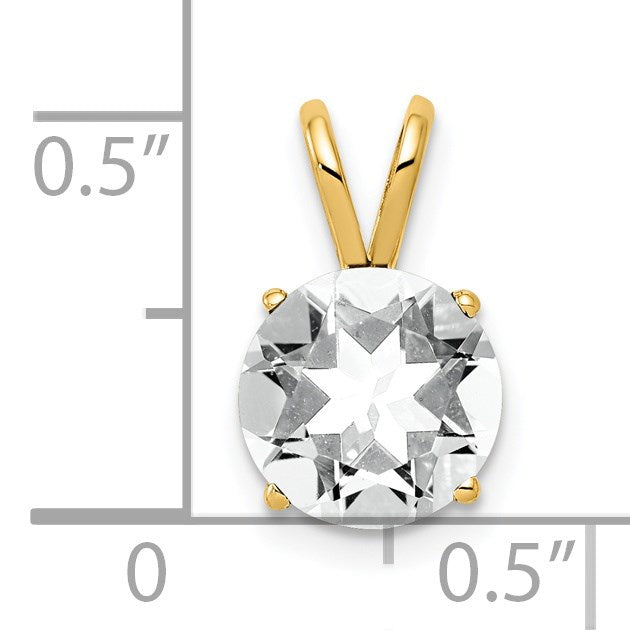 14k 8mm Round Cubic Zirconia Pendant