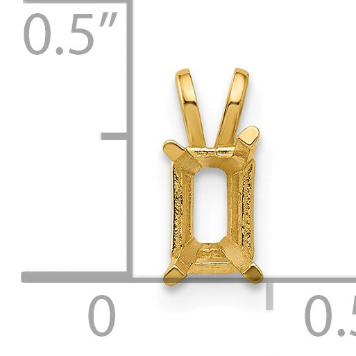 14k 6x4mm Emerald-cut Stone Pendant Mounting