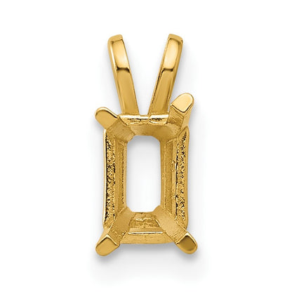 14k 6x4mm Emerald-cut Stone Pendant Mounting
