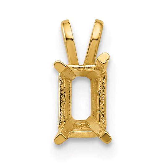 14k 6x4mm Emerald-cut Stone Pendant Mounting