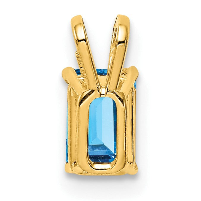 14k 6x4mm Emerald-cut Blue Topaz Pendant