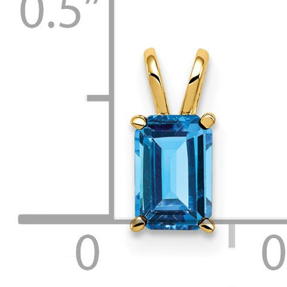 14k 6x4mm Emerald-cut Blue Topaz Pendant