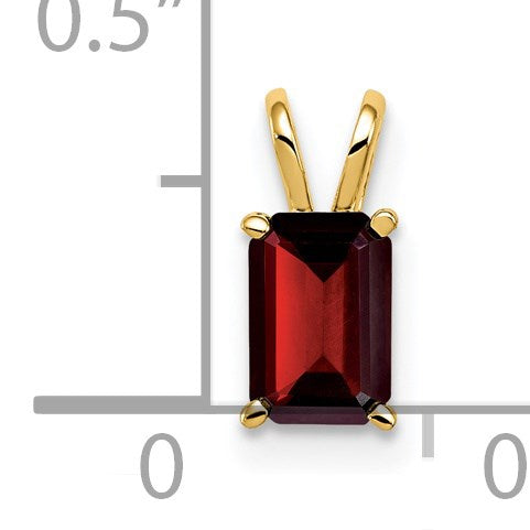 14k 6x4mm Emerald-cut Garnet Pendant