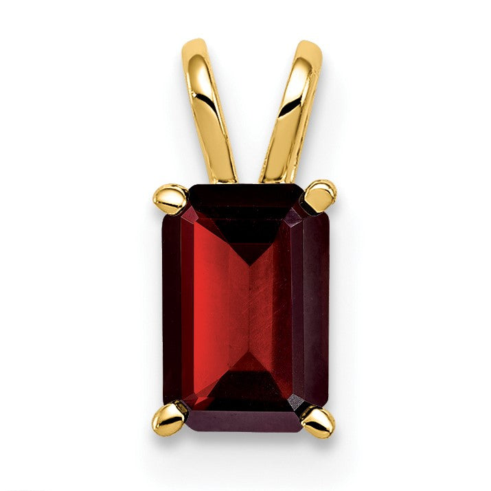 14k 6x4mm Emerald-cut Garnet Pendant