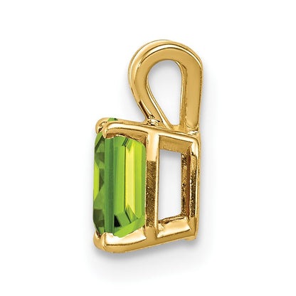 14k 6x4mm Emerald-cut Peridot Pendant