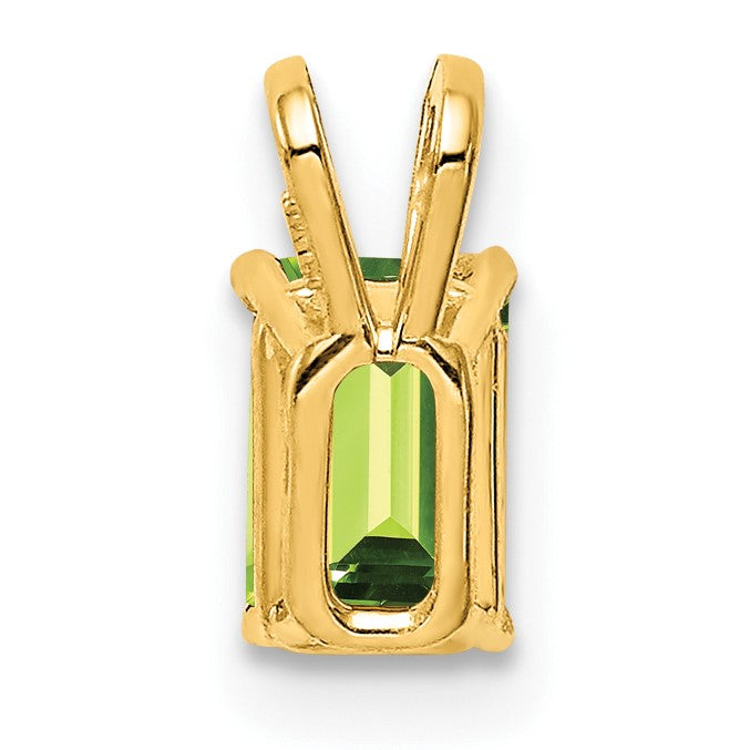 14k 6x4mm Emerald-cut Peridot Pendant