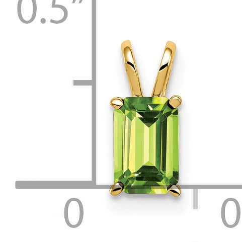 14k 6x4mm Emerald-cut Peridot Pendant