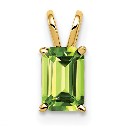 14k 6x4mm Emerald-cut Peridot Pendant