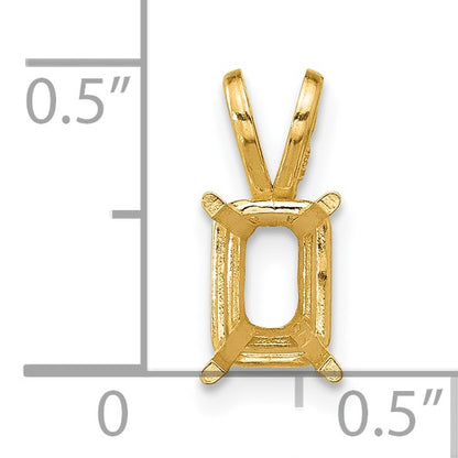 14k 7x5mm Emerald-cut Stone Pendant Mounting