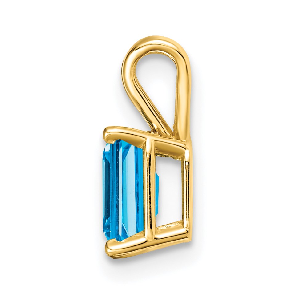 14k 7x5mm Emerald-cut Blue Topaz Pendant