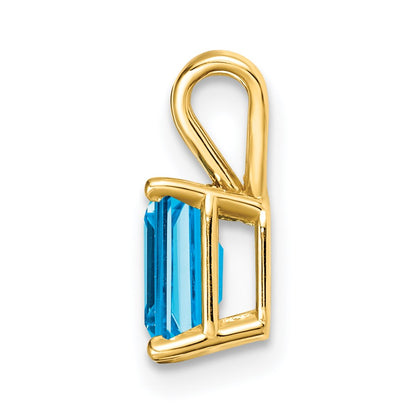 14k 7x5mm Emerald-cut Blue Topaz Pendant