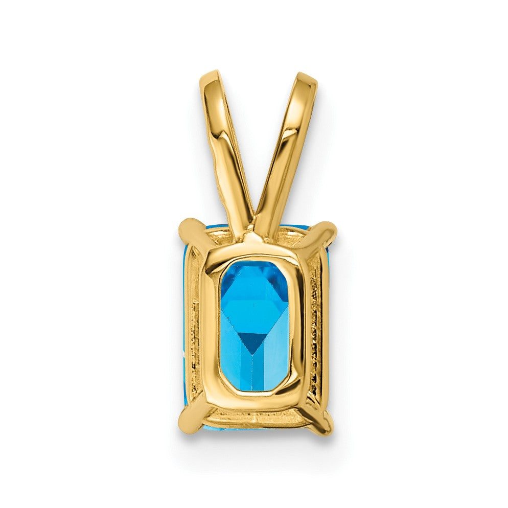 14k 7x5mm Emerald-cut Blue Topaz Pendant
