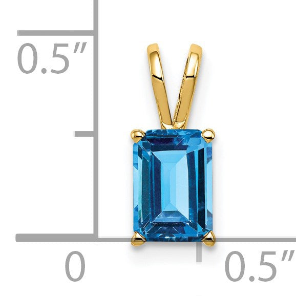 14k 7x5mm Emerald-cut Blue Topaz Pendant