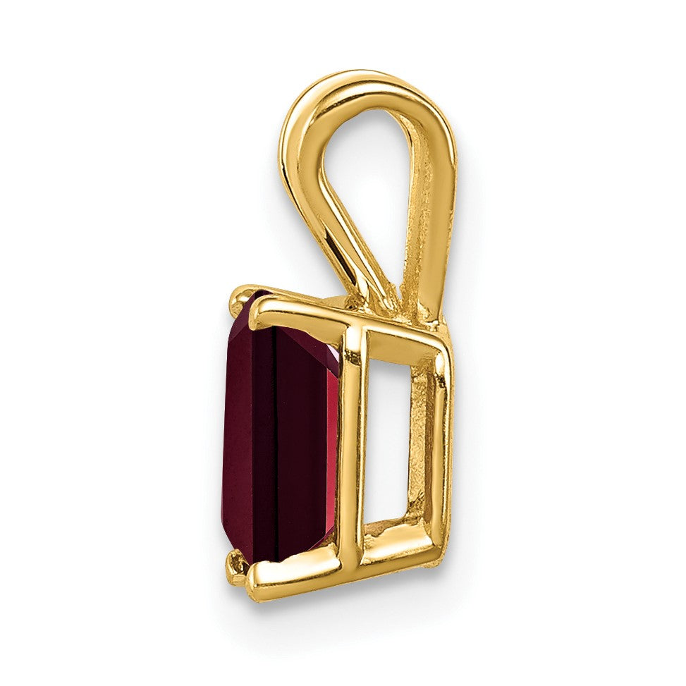 14k 7x5mm Emerald-cut Garnet Pendant