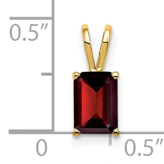 14k 7x5mm Emerald-cut Garnet Pendant