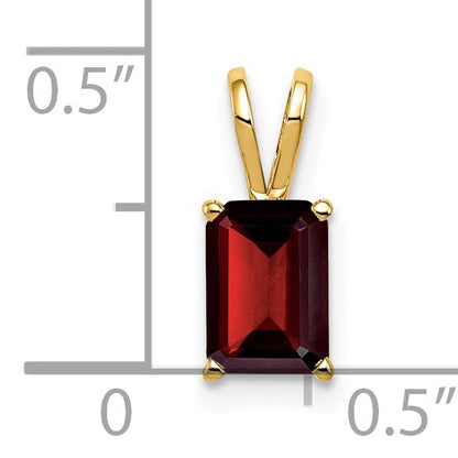 14k 7x5mm Emerald-cut Garnet Pendant