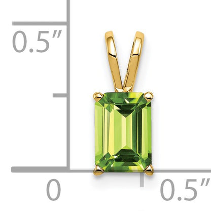 14k 7x5mm Emerald-cut Peridot Pendant
