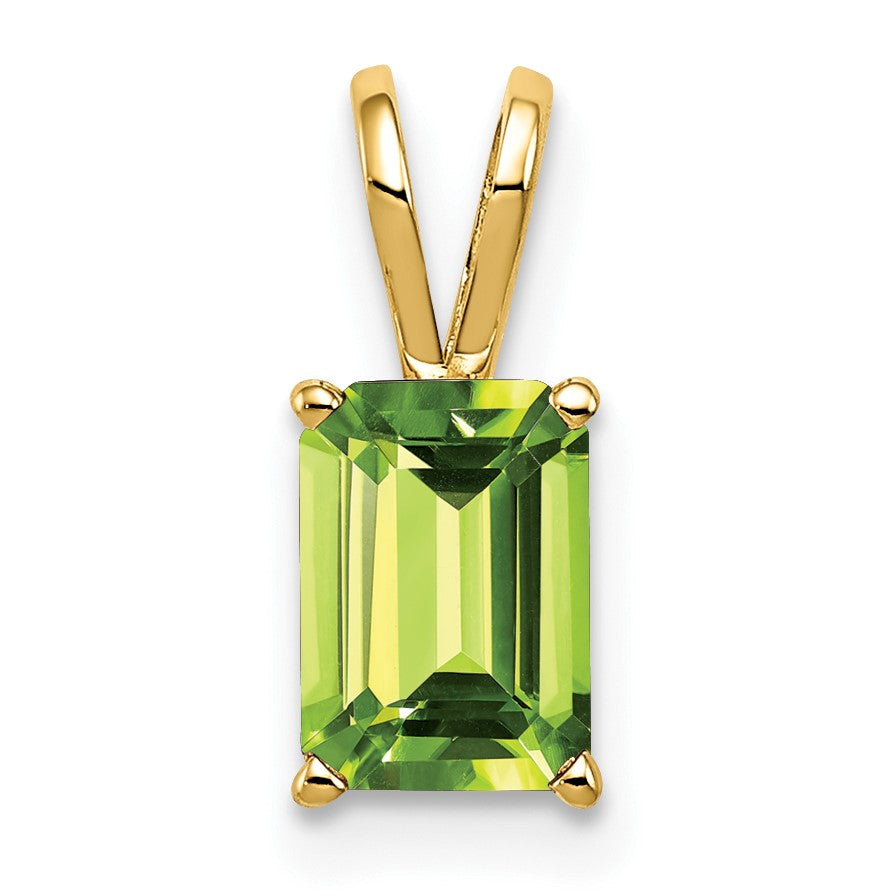 14k 7x5mm Emerald-cut Peridot Pendant
