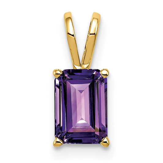 14k 8x6mm Emerald-cut Amethyst Pendant