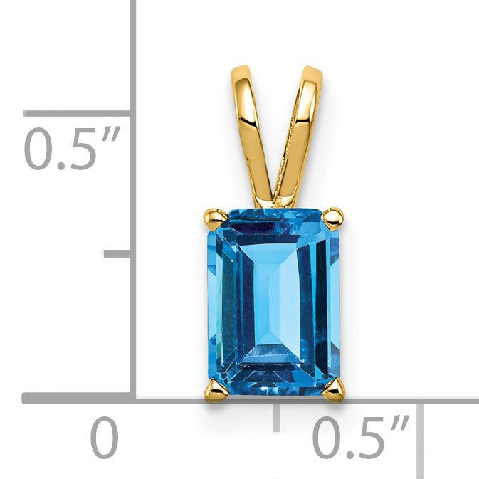 14k 8x6mm Emerald-cut Blue Topaz Pendant