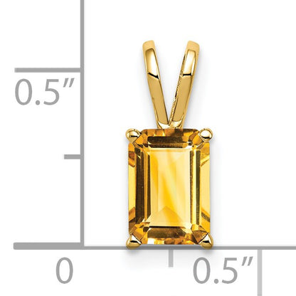 14k 8x6mm Emerald-cut Citrine Pendant