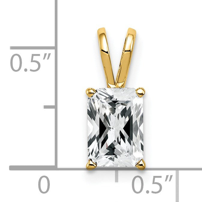 14k 8x6mm Emerald-cut Cubic Zirconia Pendant