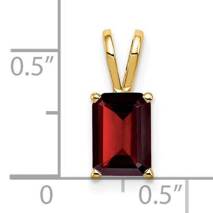 14k 8x6mm Emerald-cut Garnet Pendant
