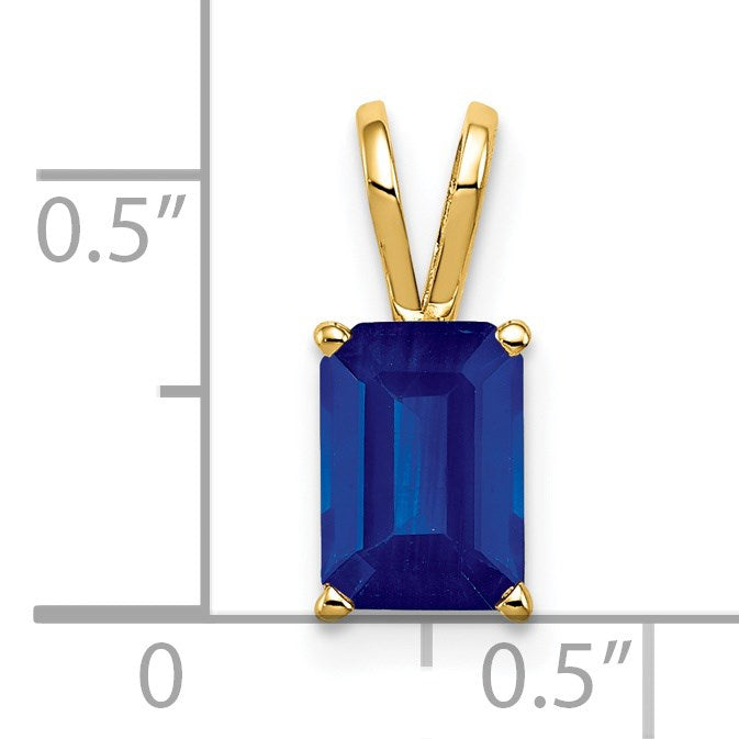 14k 8x6mm Emerald-cut Sapphire Pendant