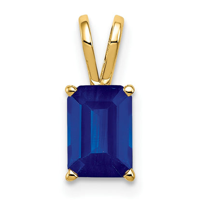 14k 8x6mm Emerald-cut Sapphire Pendant