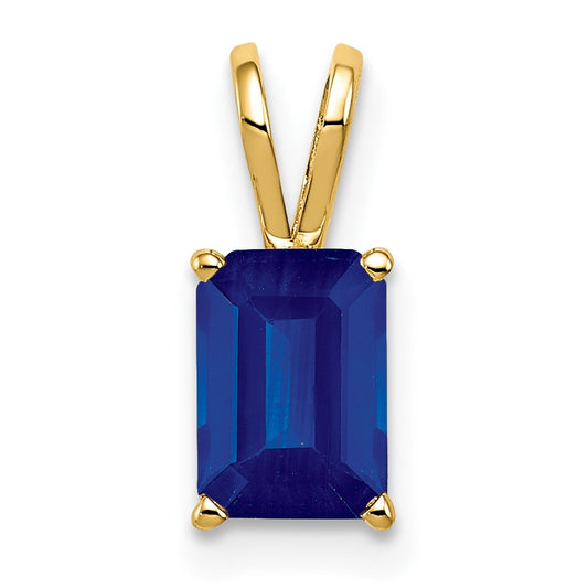 14k 8x6mm Emerald-cut Sapphire Pendant