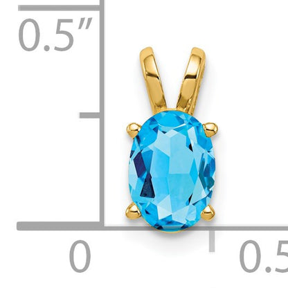 14k 7x5mm Oval Blue Topaz Pendant
