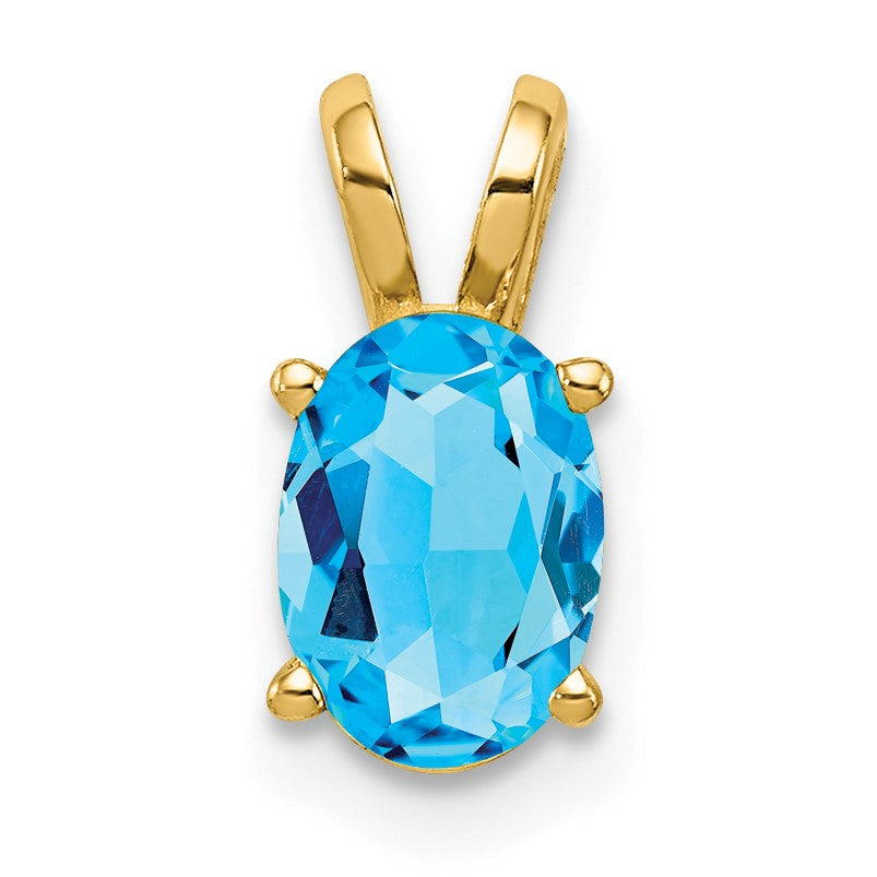 14k 7x5mm Oval Blue Topaz Pendant