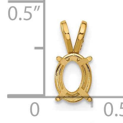 14k 8x6mm Oval Stone Pendant Mounting